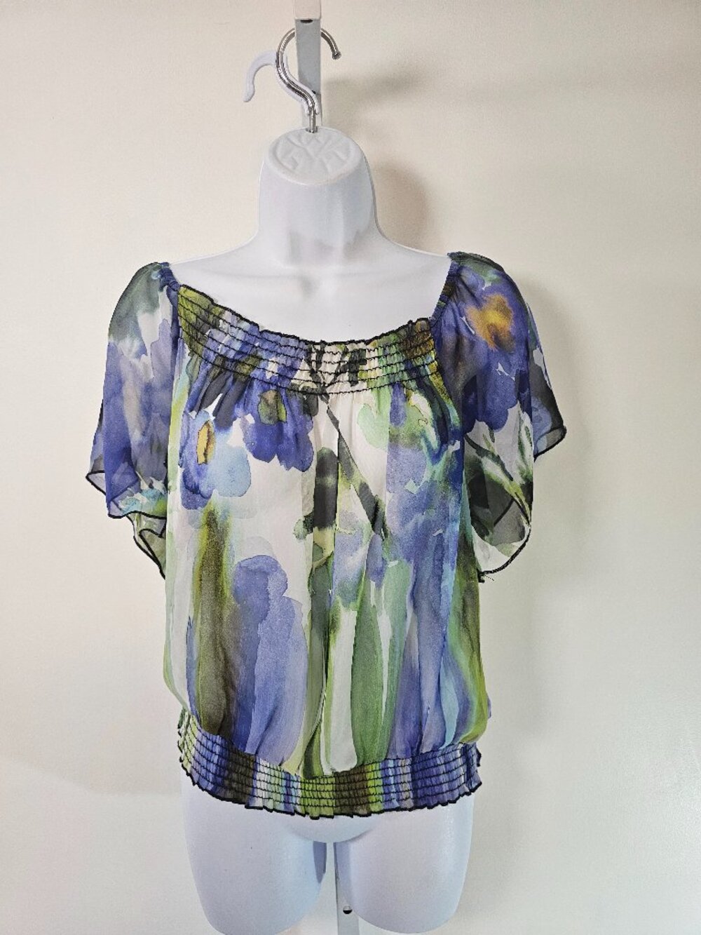 Wrapper Blouse Blue Green Y2K Boho Sheer Festival Summer S